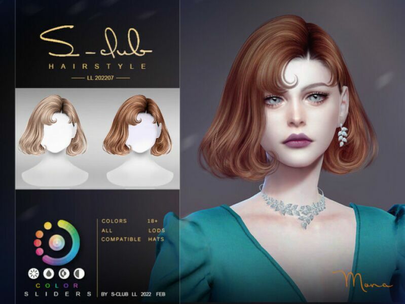 Lovely Short Curls (Mona) By S-Club Sims 4 CC