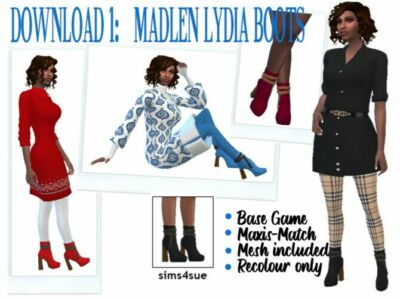 Madlen’s Lydia Boots & Moskito’s Ankle Boots At Sims4Sue Sims 4 CC