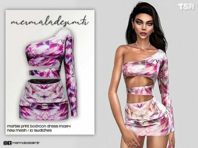 Marble Print Bodycon Dress MC134 By Mermaladesimtr Sims 4 CC