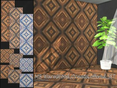 MB Warm Wood Ornate Coffered SET By Matomibotaki Sims 4 CC