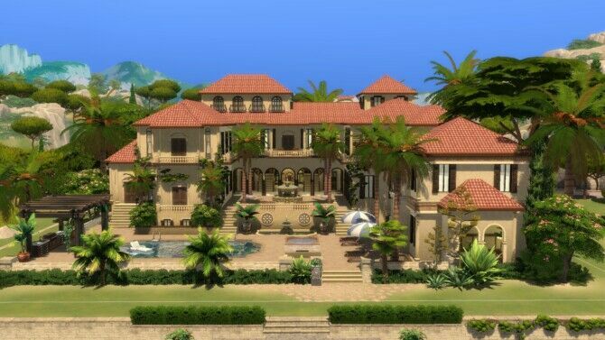 sims 4 cc mediterranean mansion by plumbobkingdom 2