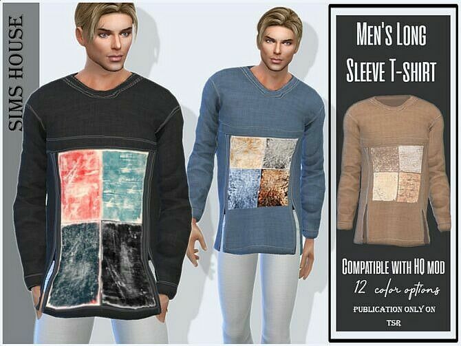 Men’s Long Sleeve T-Shirt By Sims House Sims 4 CC