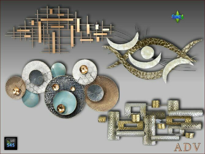 sims 4 cc metal wall decoration by mabra at arte della vita 2