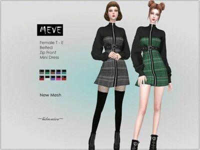 Meve Belted Dress By Helsoseira Sims 4 CC