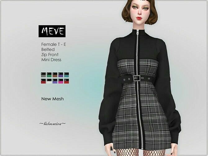 sims 4 cc meve belted dress by helsoseira 2