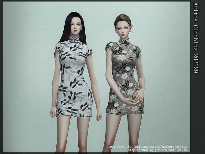 Mini Qipao Dress By Arltos Sims 4 CC