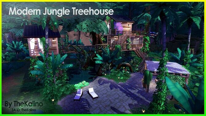 Modern Jungle Treehouse At Kalino Sims 4 CC