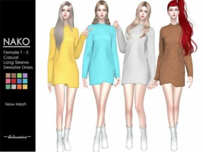 Nako Casual Sweater Dress By Helsoseira Sims 4 CC
