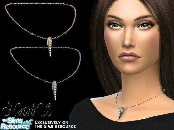 Needle Necklace Short By Natalis Sims 4 CC