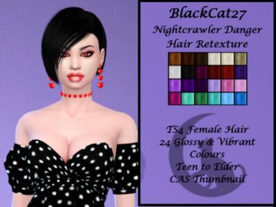 Nightcrawler Danger Hair Retexture By Blackcat27 Sims 4 CC