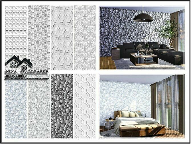 Nina 3D Wallpaper By Marychabb Sims 4 CC