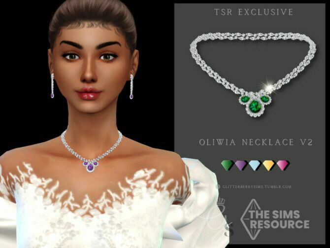 Oliwia Necklace V2 By Glitterberryfly Sims 4 CC