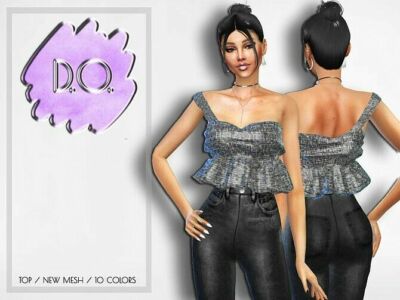 One Shoulder Cropped Peplum Top By D.o.lilac Sims 4 CC