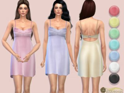 Open-Back Silhouette Dress With Bra-Like Top By Harmonia Sims 4 CC