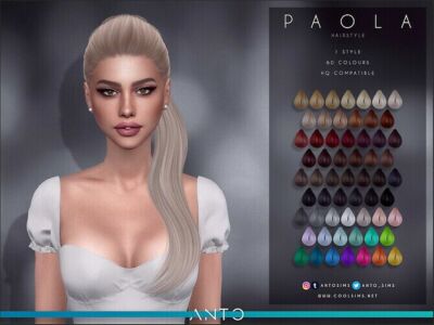 Paola Long Wavy Tail Hair By Anto Sims 4 CC