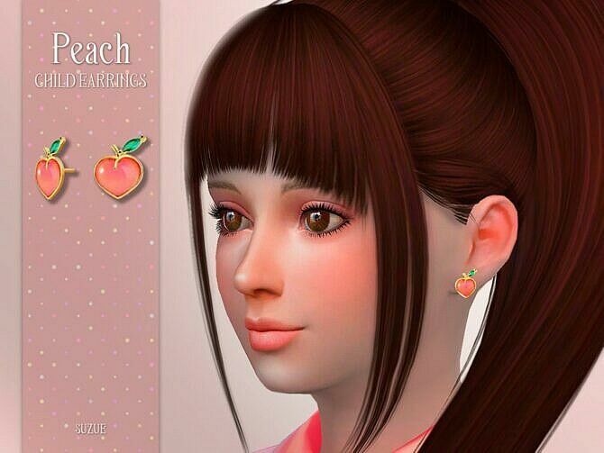 Peach Child Earrings By Suzue Sims 4 CC