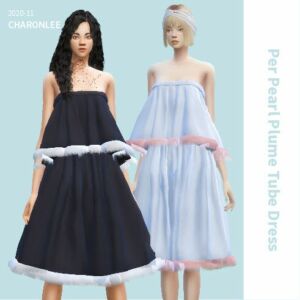 PER Pearl Plume Tube Dress At Charonlee Sims 4 CC