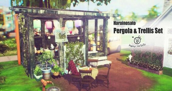 Pergola & Trellis SET At Haruinosato’s CC Sims 4 CC