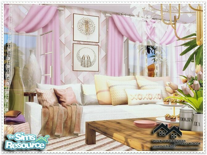 sims 4 cc pink sweetness living room by marychabb 2