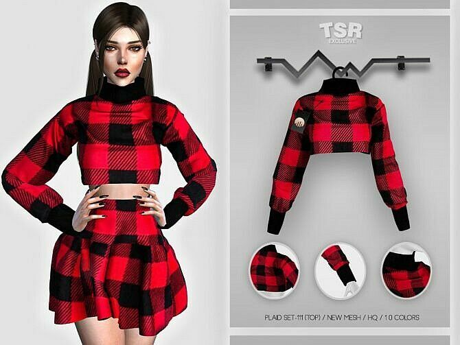 Plaid SET-111 TOP BD420 By Busra-Tr Atplaid SET-111 TOP BD420 By Busra-Tr TSR Sims 4 CC