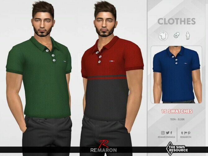 Polo Shirt 01 For Male Sim By Remaron Sims 4 CC