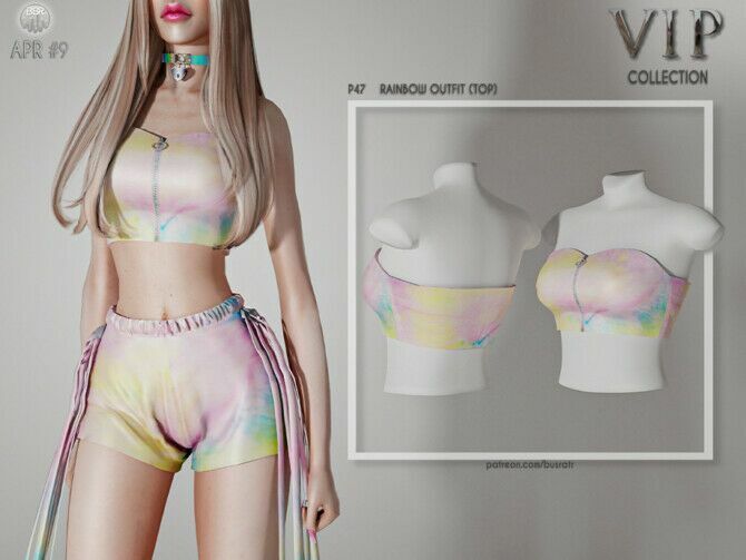 Rainbow Outfit (Top) P47 By Busra-Tr Sims 4 CC