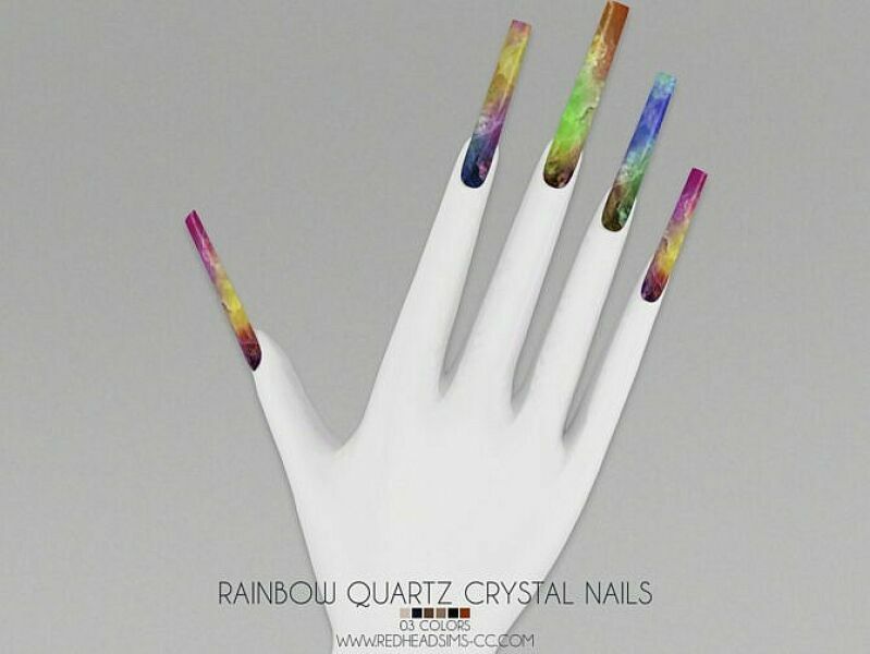 Rainbow Quartz Crystal Nails At Redheadsims Sims 4 CC