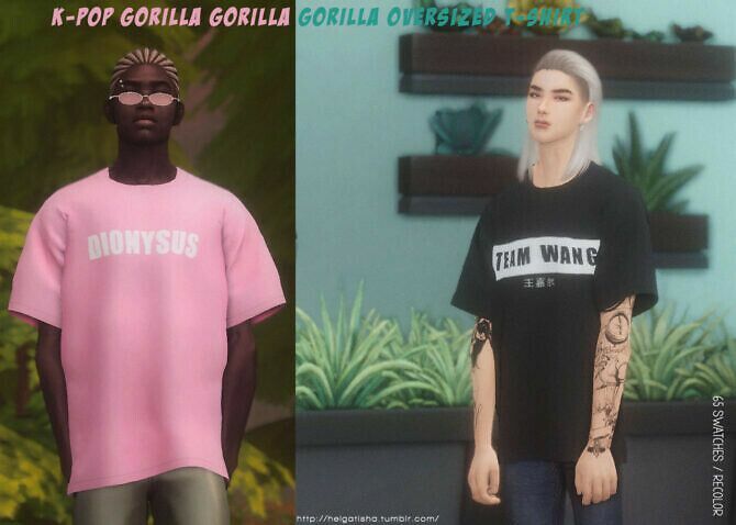 Recolor K-Pop Gorilla Oversized T-Shirt At Helga Tisha Sims 4 CC