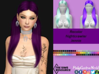 Recolor Of Nightcrawler’s Jennie Hair By Pinkycustomworld Sims 4 CC