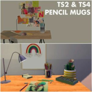 Recolors Of Imadako’s Pencil Mugs At Riekus13 Sims 4 CC