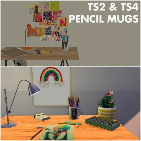 Recolors Of Imadako’s Pencil Mugs At Riekus13 Sims 4 CC