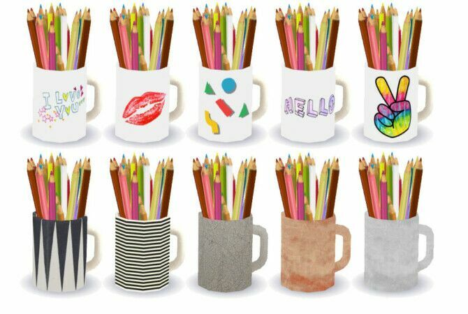 sims 4 cc recolors of imadakos pencil mugs at riekus13 3