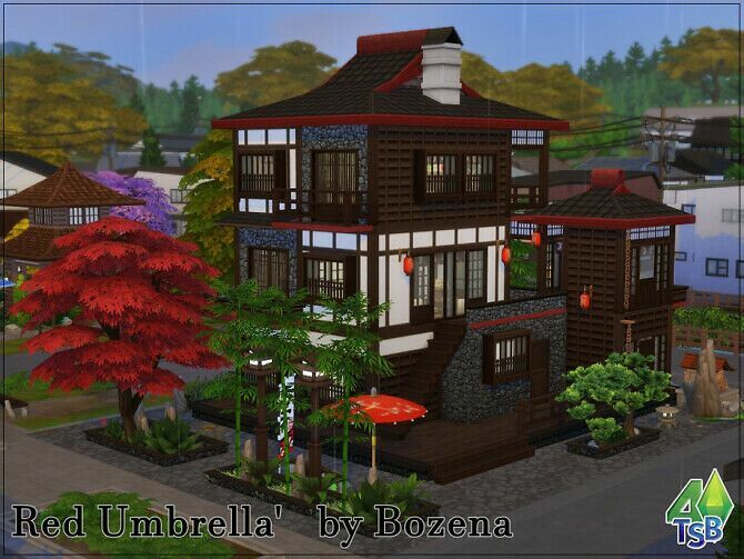 Red Umbrella Home By Bozena Sims 4 CC