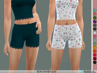 Ribbed Lace-Trim Shorts By Ekinege Sims 4 CC