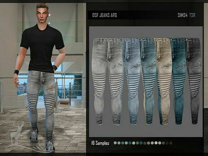 Ripped Biker Jeans ARG Sims 4 CC