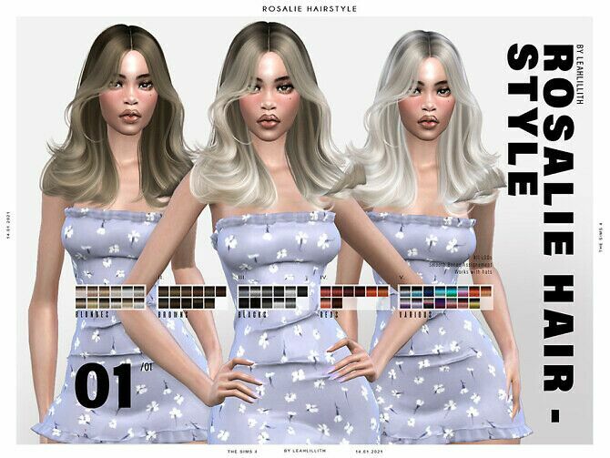 Rosalie Hairstyle By Leah Lillith Sims 4 CC