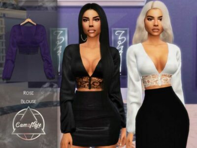 Rose Blouse By Camuflaje Sims 4 CC