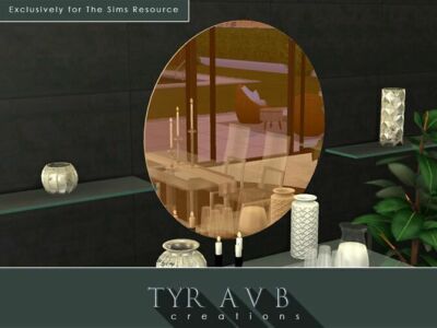 Rosegold Tinted Round Mirror By Tyravb Sims 4 CC