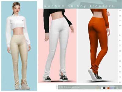 Ruched Skinny Trousers By Darknightt Sims 4 CC