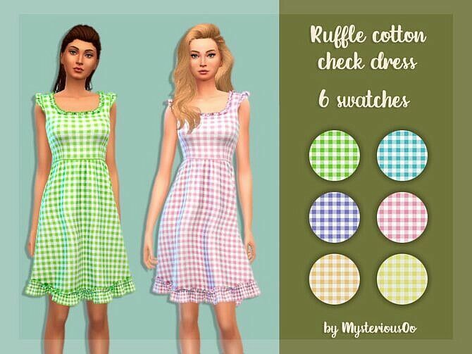 Ruffle Cotton Check Dress By Mysteriousoo Sims 4 CC