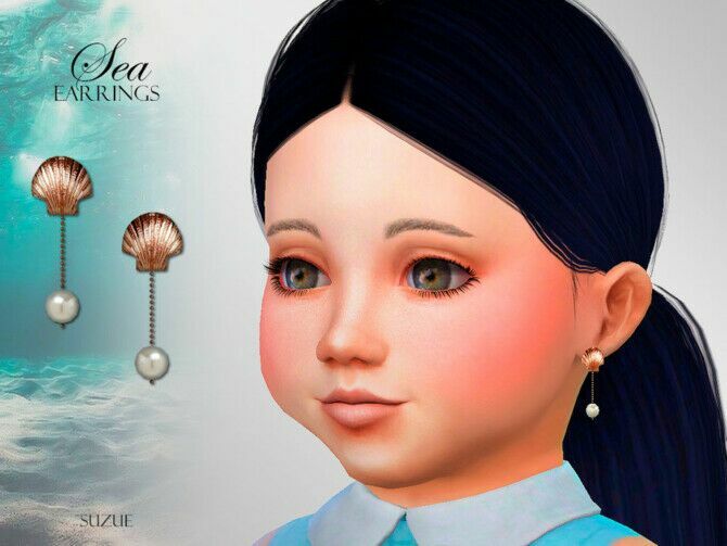 SEA Toddler Earrings By Suzue Sims 4 CC