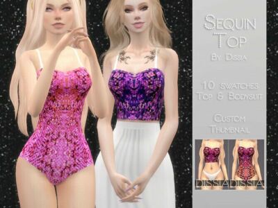 Sequin TOP And Bodysuit By Dissia Sims 4 CC