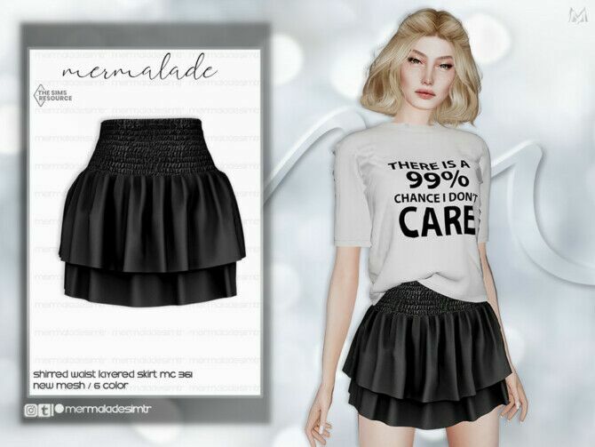 Shirred Waist Layered Skirt Mc361 By Mermaladesimtr Sims 4 CC