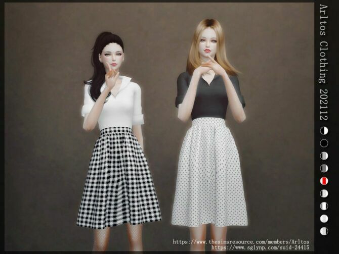 Shirt + Knee-Length Skirt Outfit By Arltos Sims 4 CC