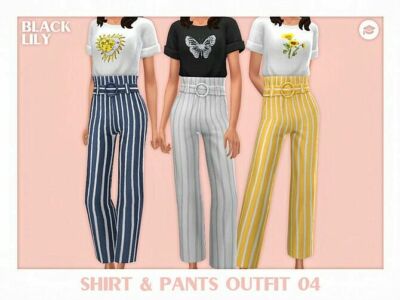 Shirt & Pants Outfit 04 By Black Lily Sims 4 CC