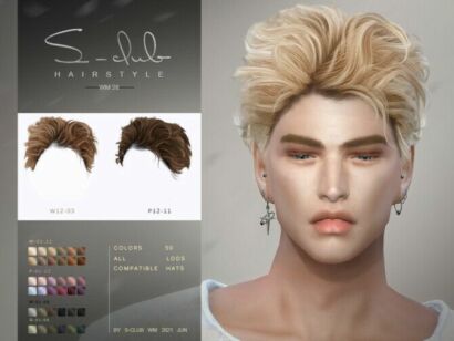 Short Curly Hair For Male By S-Club Wm Sims 4 CC