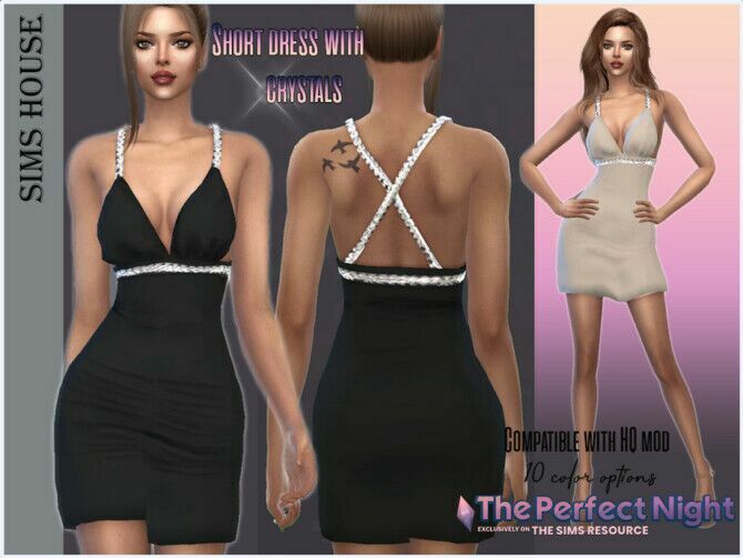 Short Dress With Crystals By Sims House Sims 4 CC