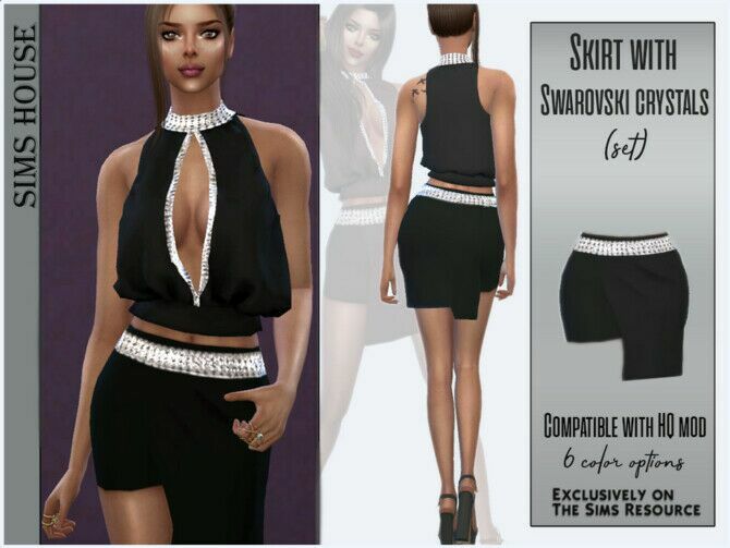 Skirt With Swarovski Crystals (SET) By Sims House Sims 4 CC