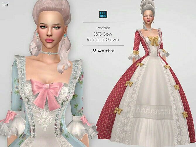 Ssts BOW Rococo Gown RC At Elfdor Sims Sims 4 CC