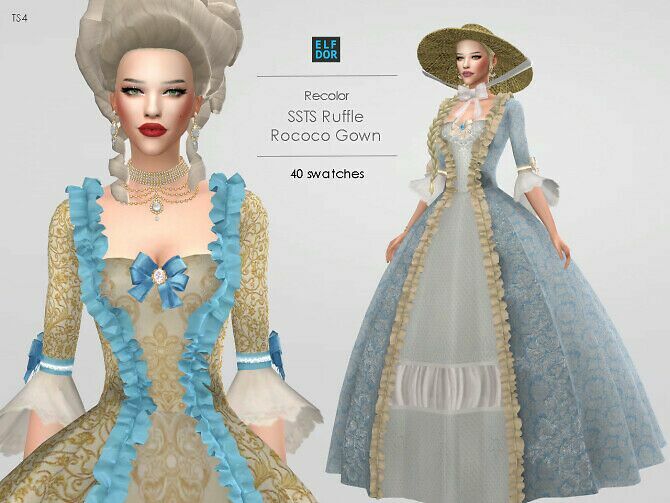 Ssts Ruffle Rococo Gown RC At Elfdor Sims Sims 4 CC